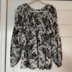 Allison Taylor Black and White Floral Print Blouse